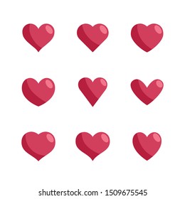Heart icons collection. Symbol of love. Set of hearts.  