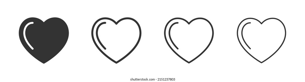 Heart icons collection in two different styles and different stroke. Vector illustration EPS10
