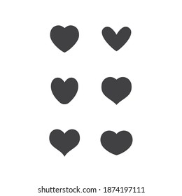 Heart icons collection. Vector designs in shape of hearts. Love , care and valentine's day symbol.