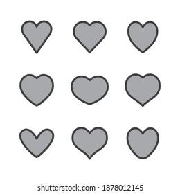 Colección de iconos de corazón. Diseños vectores en forma de corazones. Amor, cuidado y símbolo del día de San Valentín.