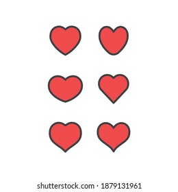 Colección de iconos de corazón. Diseños vectores en forma de corazones. Amor, cuidado y símbolo del día de San Valentín.