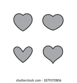 Heart icons collection. Vector designs in shape of hearts. Love , care and valentine's day symbol.