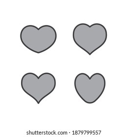 Heart icons collection. Vector designs in shape of hearts. Love , care and valentine's day symbol.