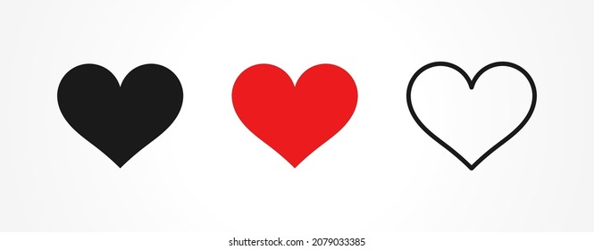 Heart icons colors set. Vector illustration.