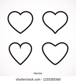 	
heart icons, concept of love, linear icons thin black line