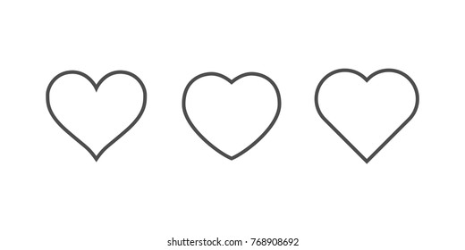 hjerte ikoner, begrebet kærlighed, lineære ikoner tynd grå linje
