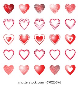 Heart icons. Design elements set. Vector illustration.