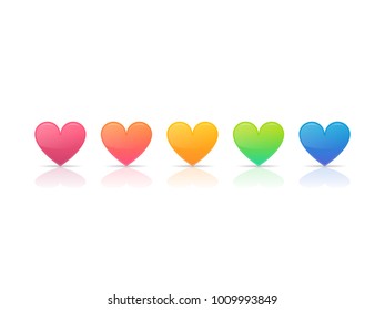 Heart icons in different colors vector illustration isolated on white