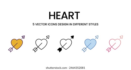 Iconos de corazón de Vector de estilo diferente ilustración de stock