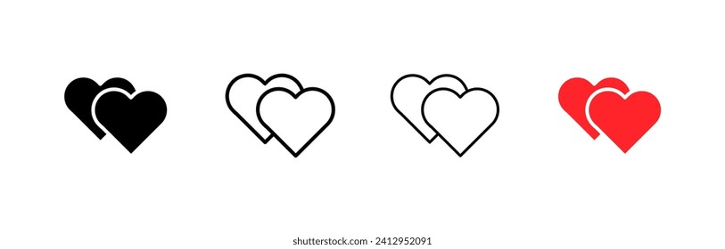 Heart icons. Different styles, double hearts icons. Vector icons