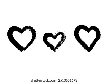 heart icons - doodle style outline for romantic valentines day greeting card. Pencil drawn icons. Vector graphic for web design, beautiful icon for cover.	