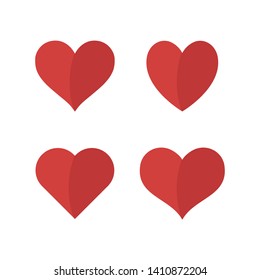 Heart icons. Flat style vector hearts illustration set. Love symbol collection.