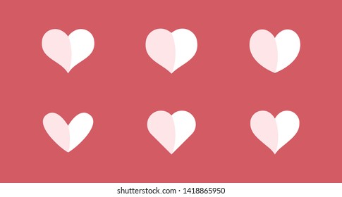 Heart icons. Flat style vector hearts illustration set. Love symbol collection.