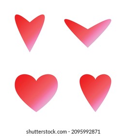 Heart icons. Gradient vector symbols. Diffrent shapes hearts.