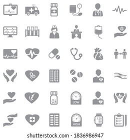 Heart Icons. Gray Flat Design. Vector Illustration.