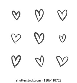 Heart Icons Hand Drawn Love Symbols Stock Vector (Royalty Free ...