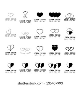 Heart Icons - Hand Drawn - Set - Isolated On White Background - Vector Illustration, Graphic Design Editable For Your Design. Hearts Logo