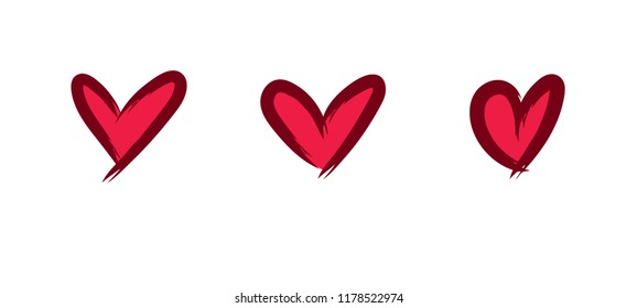 Heart icons, handmade, love symbol, vector illustration