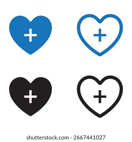 Iconos del corazón. Icono de latido del corazón. iconos de corazón e iconos de línea sólida. iconos vectoriales. archivo eps.