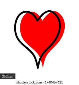 Heart icons. Heart illustration with hand drawn, line and flat style. symbols of passion and Valentine's day. Creative concept art, vector illustration.