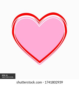 Heart icons. Heart illustration with hand drawn, line and flat style.