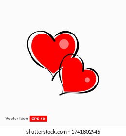 Heart icons. Heart illustration with hand drawn, line and flat style.