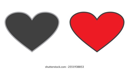 Heart Icons. Heart illustrations with hand drawn, lines and flat style, for valentine and wedding
