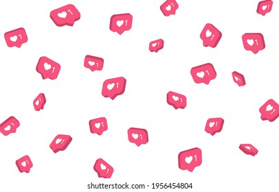 Heart icons isometric on a white background. Wallpaper, banner. Social media concept. Vector illustration. EPS 10