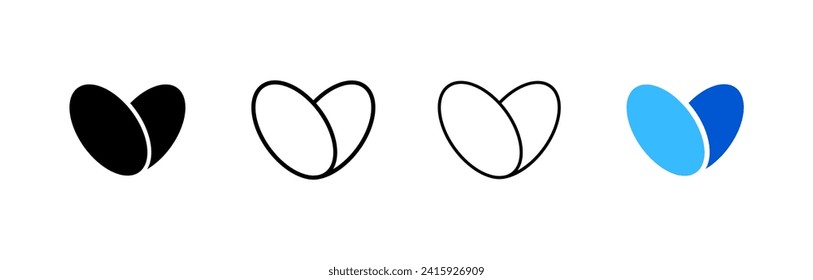 Heart icons. Line, set of icons of hearts with ovals. Vector icons