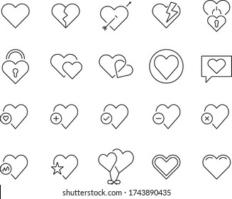 Heart icons line set. Stroke vector illustration.