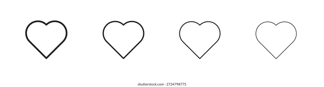 Heart icons line vector collection. Pixel perfect vector icon