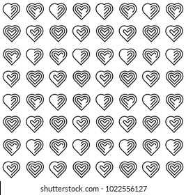 Heart Icons Line Vector Seamless Pattern Background , Love Symbol  Valentine's Day