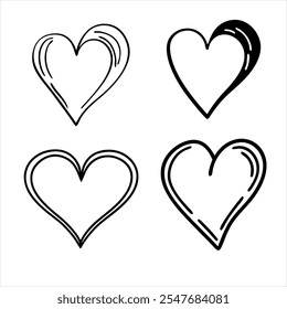 Heart icons, linear icons concept of love isolated on white background