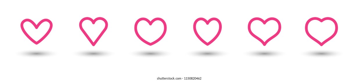 Heart icons, linear love vector
