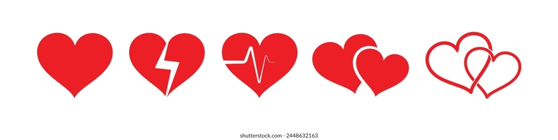 heart icons on white background