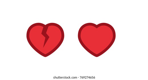 Heart icons, one broken and the other healthy
