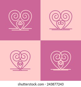 Heart icons for ornament. Vector file.