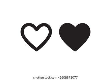 Heart icons in outline and filled style Vector