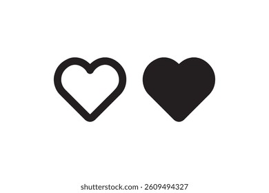 Heart icons in outline and solid style Vector