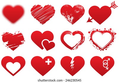 Heart icons red set