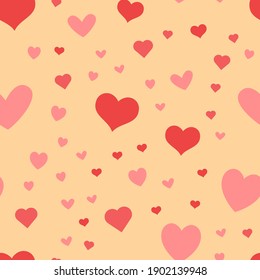 Heart icons seamless pattern, texture background.