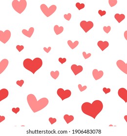 Heart icons seamless pattern, texture background.