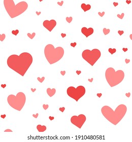 Heart icons seamless pattern, texture background.