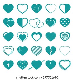 Heart icons set