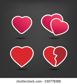 Heart icons set