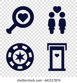 Heart icons set. set of 4 heart filled icons such as women couple