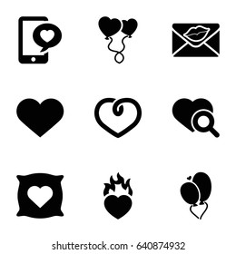 Heart icons set. set of 9 heart filled icons such as