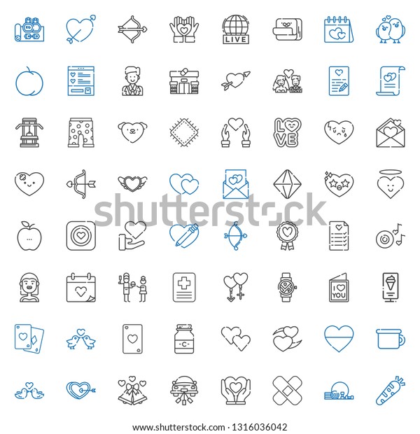 heart icons\
set. Collection of heart with healthy food, gym, patch, wedding\
car, wedding bells, love birds, potty, medicine, ace of hearts.\
Editable and scalable heart\
icons.