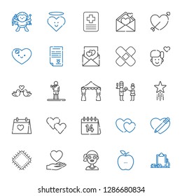 heart icons set. Collection of heart with workout, healthy food, girl, love, patch, hearts, valentines day, wedding day, favorite, father, wedding arch. Editable and scalable heart icons.