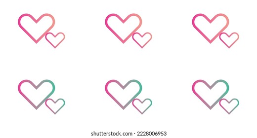 Heart icons set, Design elements for Valentine's day.